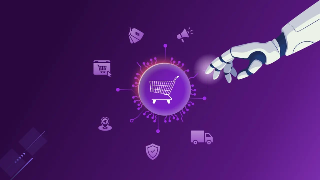 Illustration of AI working across an e-commerce shopping experience